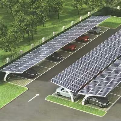Carports photovoltaïques sur un parking d'entreprise
