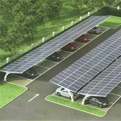 Carports photovoltaïques sur un parking d'entreprise